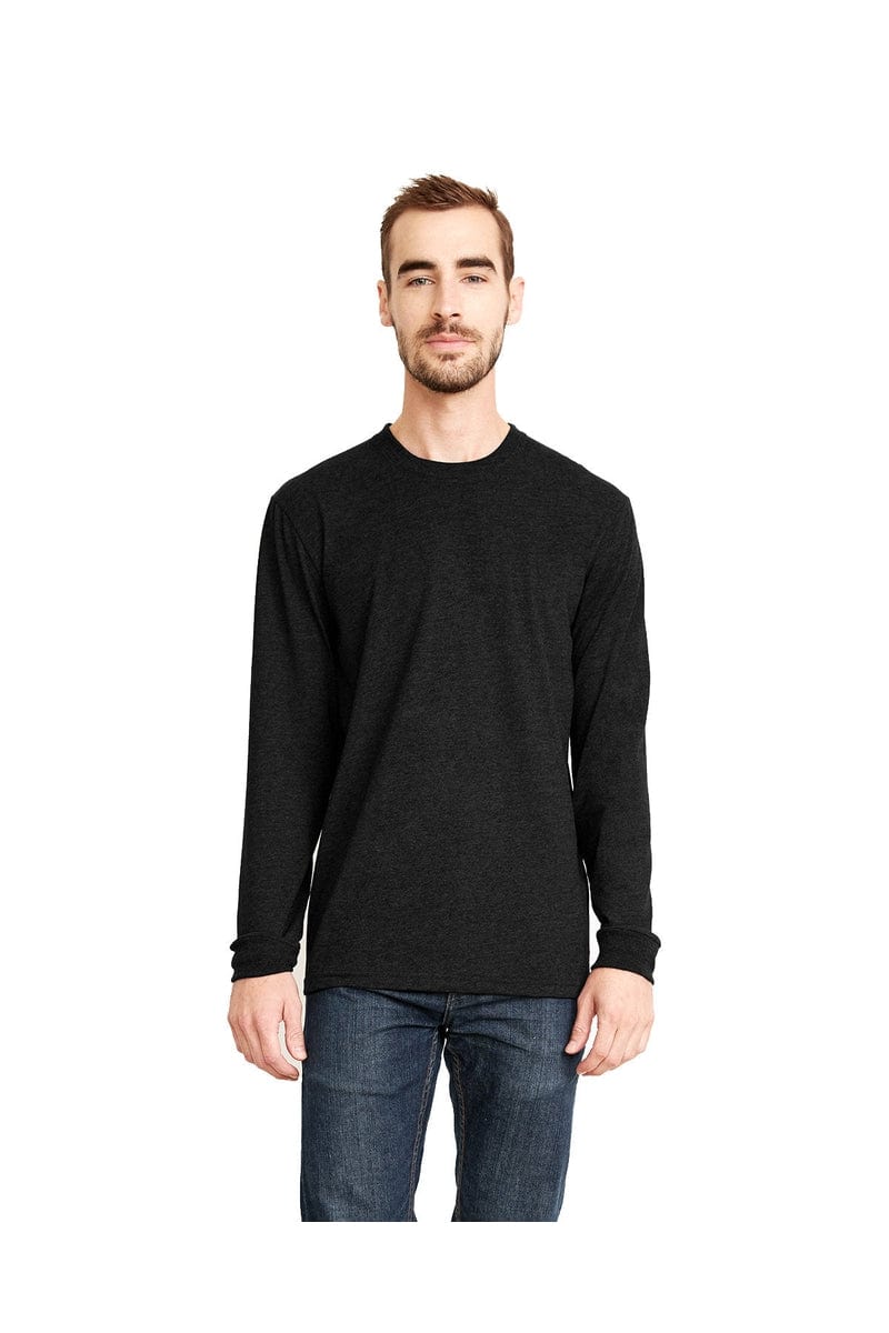 Next Level 6411: Unisex Sueded Long-Sleeve Crew in Black