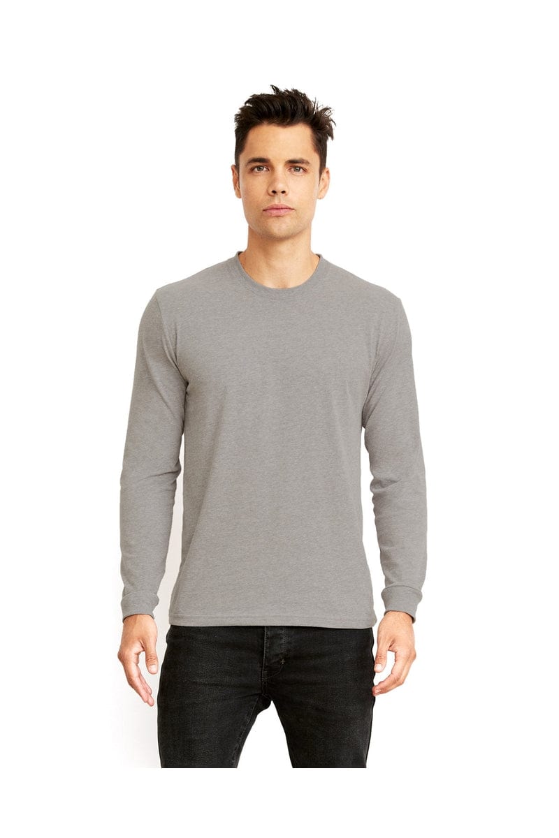 Next Level 6411: Unisex Sueded Long-Sleeve Crew in Dark Hthr Gray