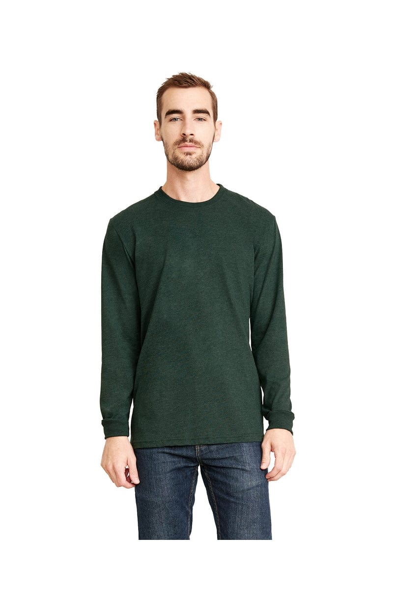 Next Level 6411: Unisex Sueded Long-Sleeve Crew in Hthr Forest Grn