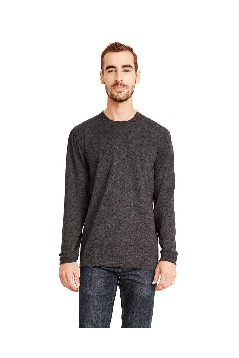 Next Level 6411: Unisex Sueded Long-Sleeve Crew in Heather Metal