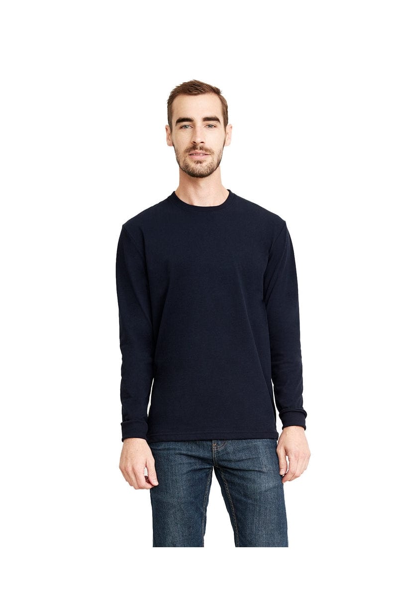 Next Level 6411: Unisex Sueded Long-Sleeve Crew in Midnight Navy