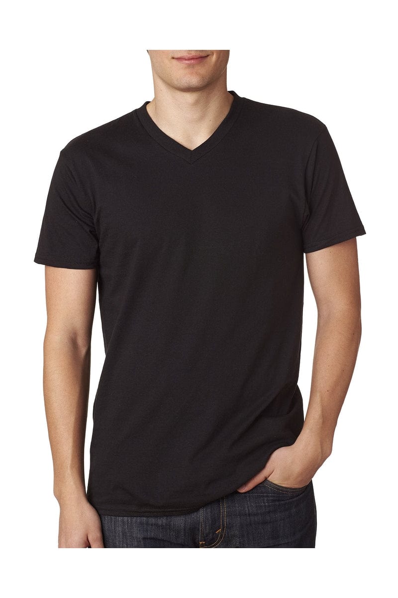 Next Level 6440: Men's Sueded V- Neck T-Shirt in Black