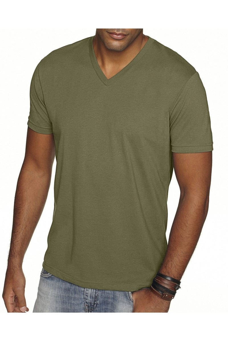 Next Level 6440: Men's Sueded V- Neck T-Shirt in Military Green