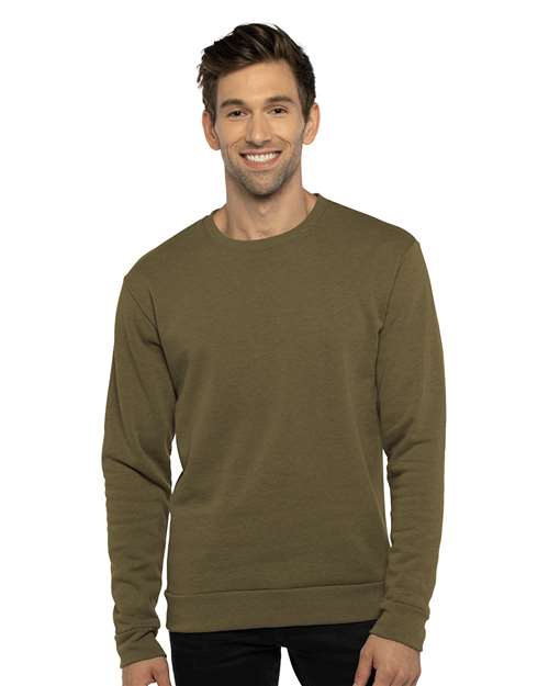 Next Level 9002 Unisex Malibu Crewneck Sweatshirt in Heather Military Green