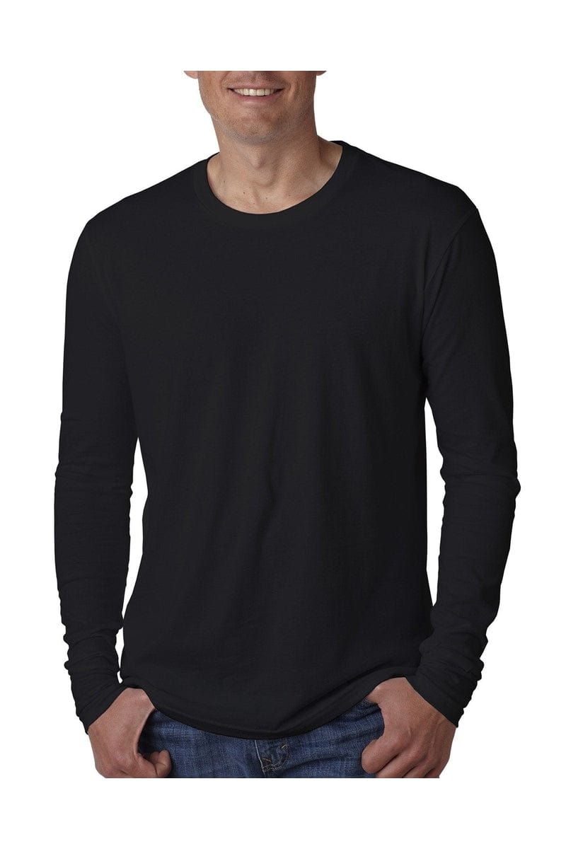 Next Level N3601: Men's Cotton Long-Sleeve Crew in Black