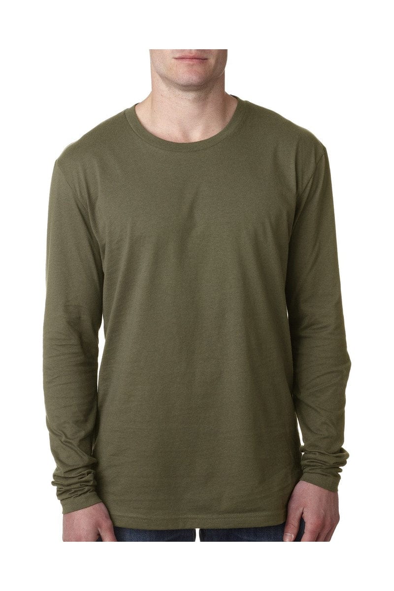 Next Level N3601: Men's Cotton Long-Sleeve Crew in Military Green