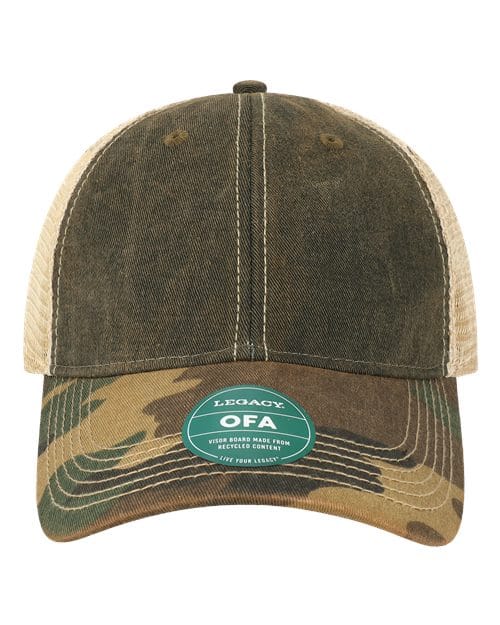 OFA-Old Favorite Trucker Cap in Black/ Army Camo/ Khaki