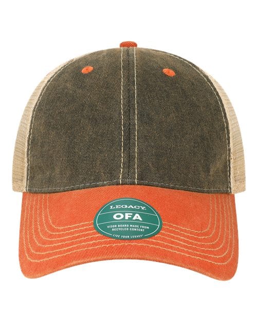 OFA-Old Favorite Trucker Cap in Black/ Orange/ Khaki