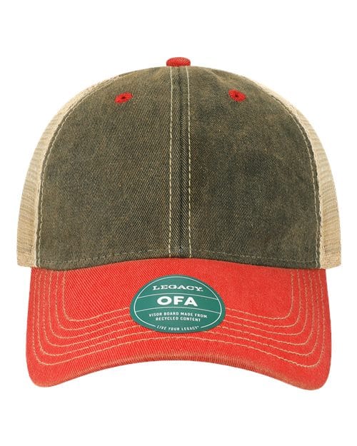 OFA-Old Favorite Trucker Cap in Black/ Scarlet Red/ Khaki
