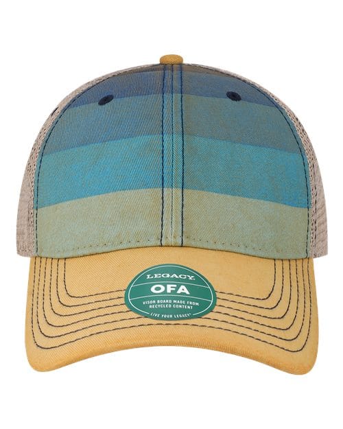 OFA-Old Favorite Trucker Cap in Blue Stripe/ Khaki