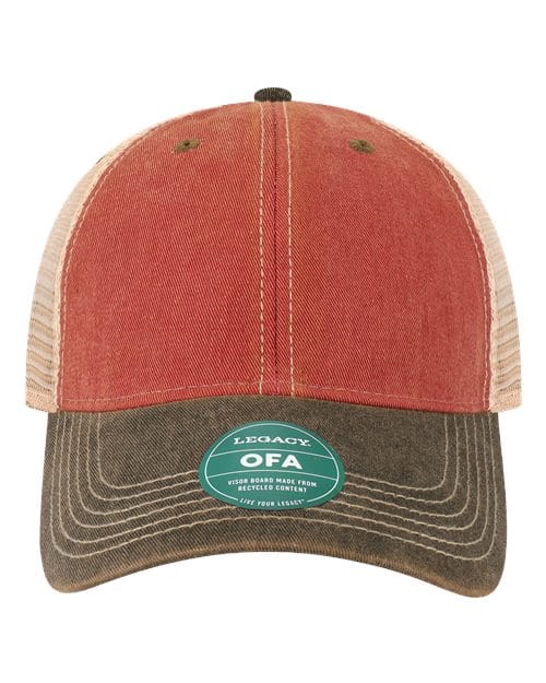 OFA-Old Favorite Trucker Cap in Cardinal/ Black/ Khaki