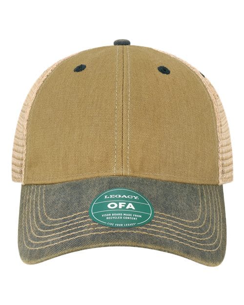 OFA-Old Favorite Trucker Cap in Dark Tan/ Navy