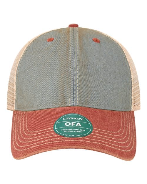 OFA-Old Favorite Trucker Cap in Light Blue/ Cardinal