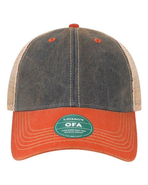 OFA-Old Favorite Trucker Cap in Navy/ Orange/ Khaki