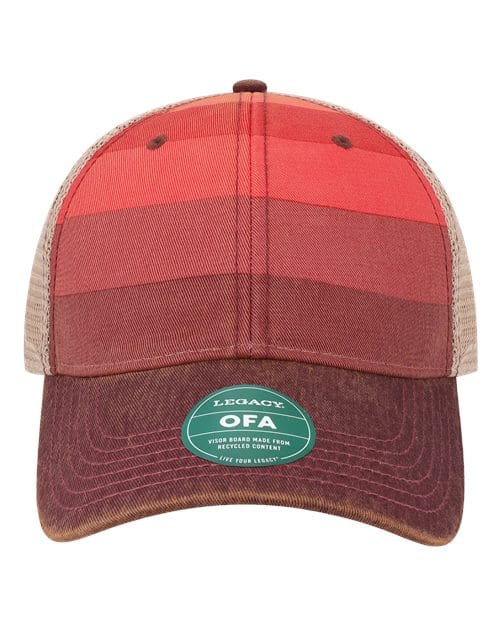 OFA-Old Favorite Trucker Cap in Red Stripe/ Khaki