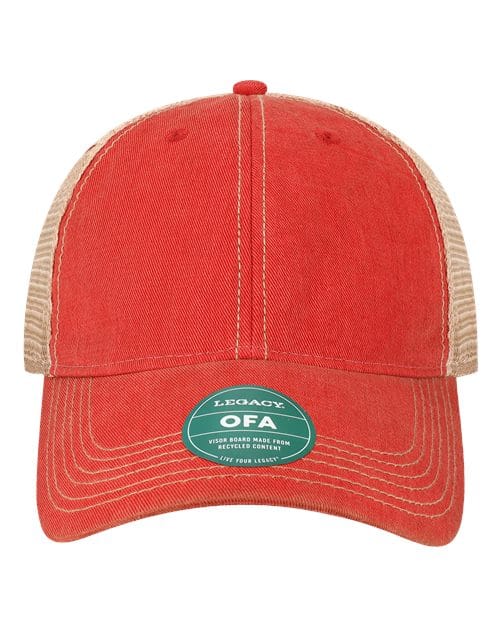 OFA-Old Favorite Trucker Cap in Scarlet Red/ Khaki