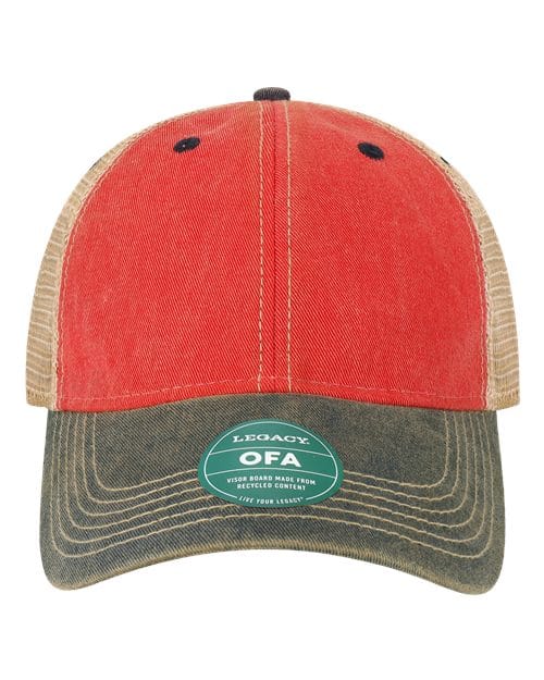 OFA-Old Favorite Trucker Cap in Scarlet Red/ Navy/ Khaki