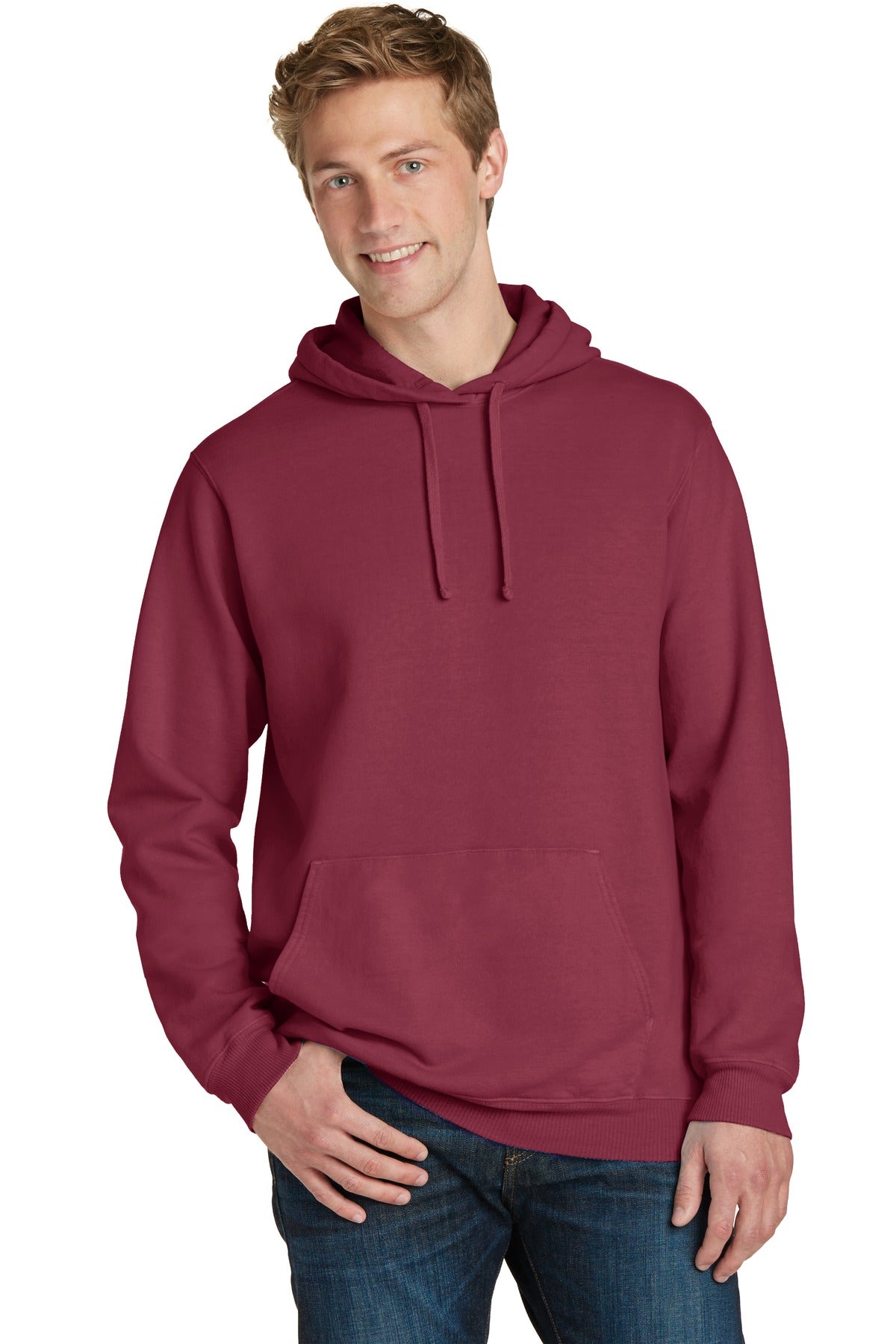 Port & Company ®  Beach Wash ™  Garment-Dyed Pullover Hooded Sweatshirt. PC098H