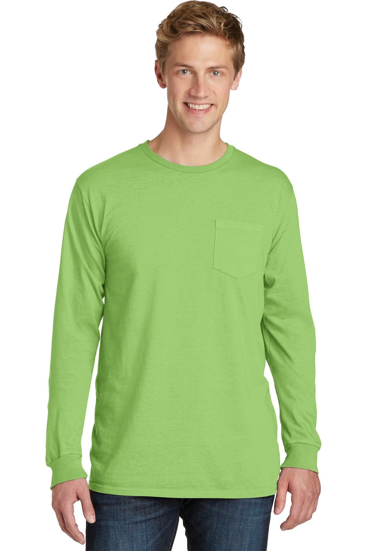 Port & Company ®  Beach Wash ™  Garment-Dyed Long Sleeve Pocket Tee  PC099LSP