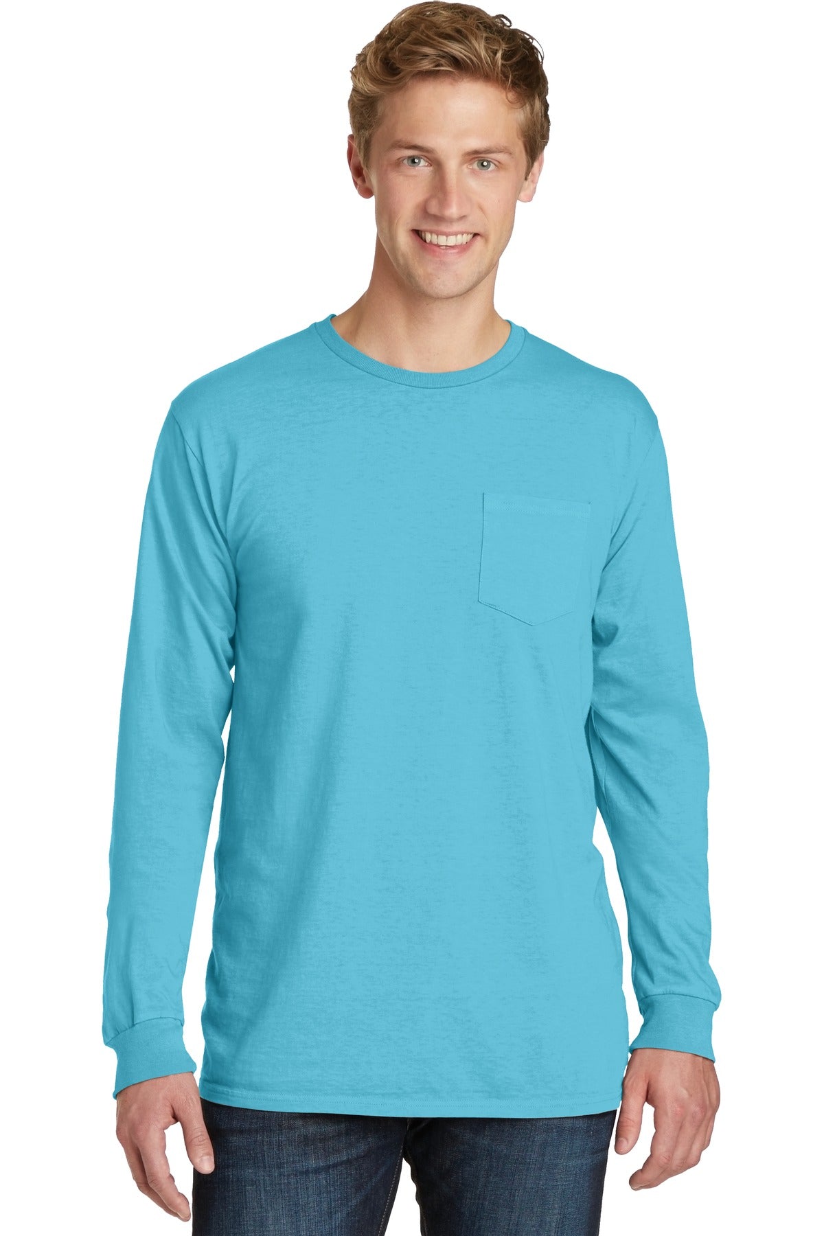 Port & Company ®  Beach Wash ™  Garment-Dyed Long Sleeve Pocket Tee  PC099LSP