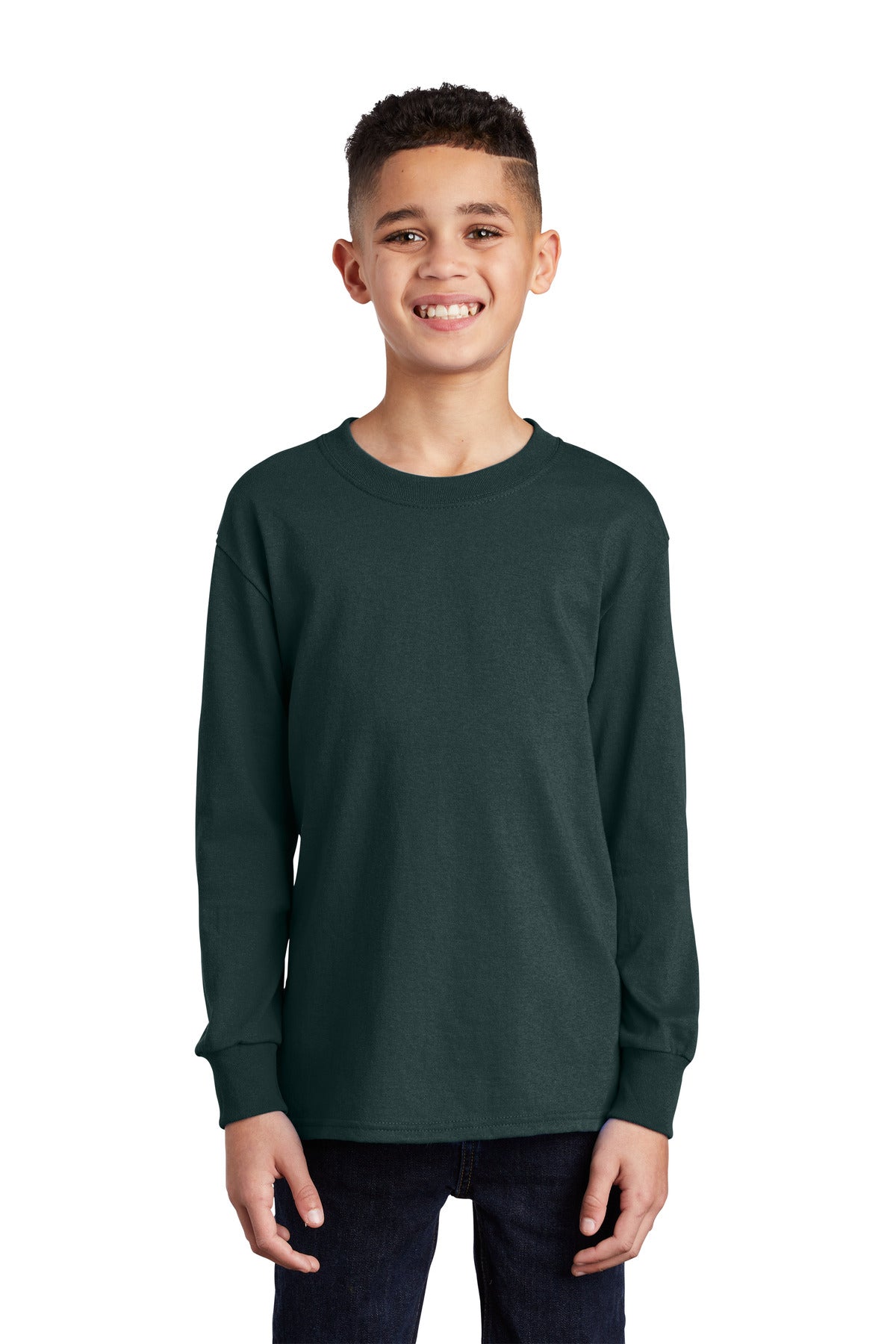 Port & Company ®  Youth Long Sleeve Core Cotton Tee. PC54YLS, Basic Colors
