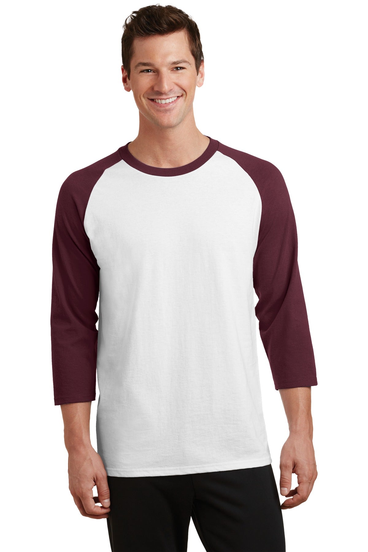Port & Company PC55RS Core Blend 3/4-Sleeve Raglan Tee.