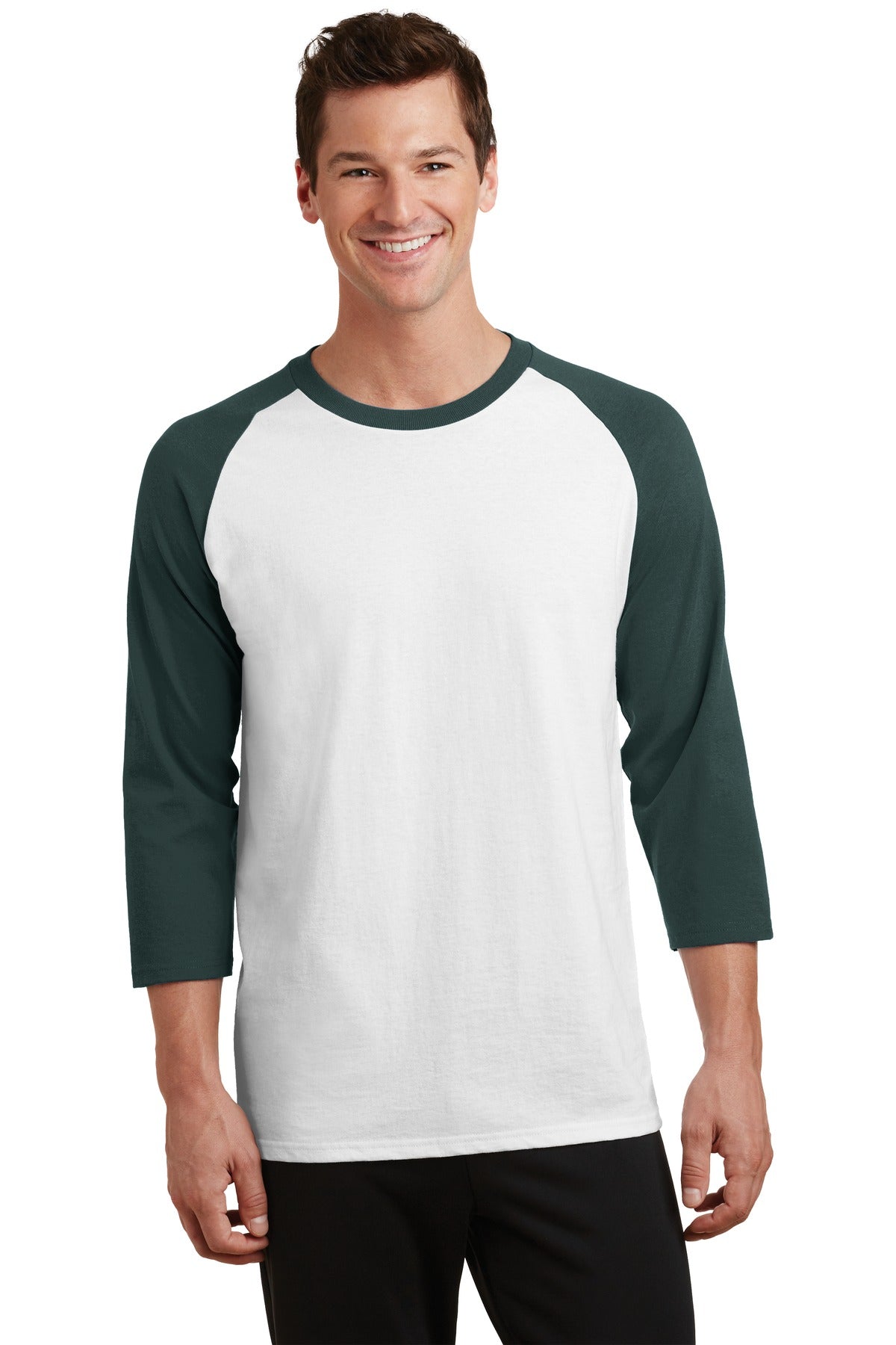 Port & Company PC55RS Core Blend 3/4-Sleeve Raglan Tee.