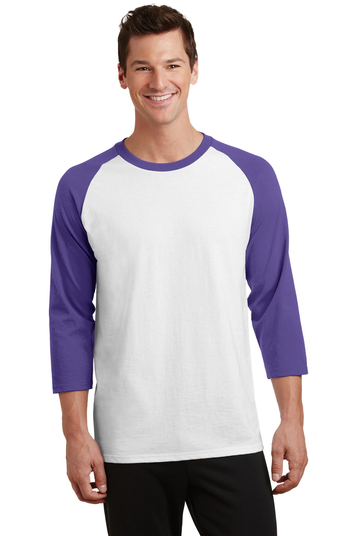 Port & Company PC55RS Core Blend 3/4-Sleeve Raglan Tee.