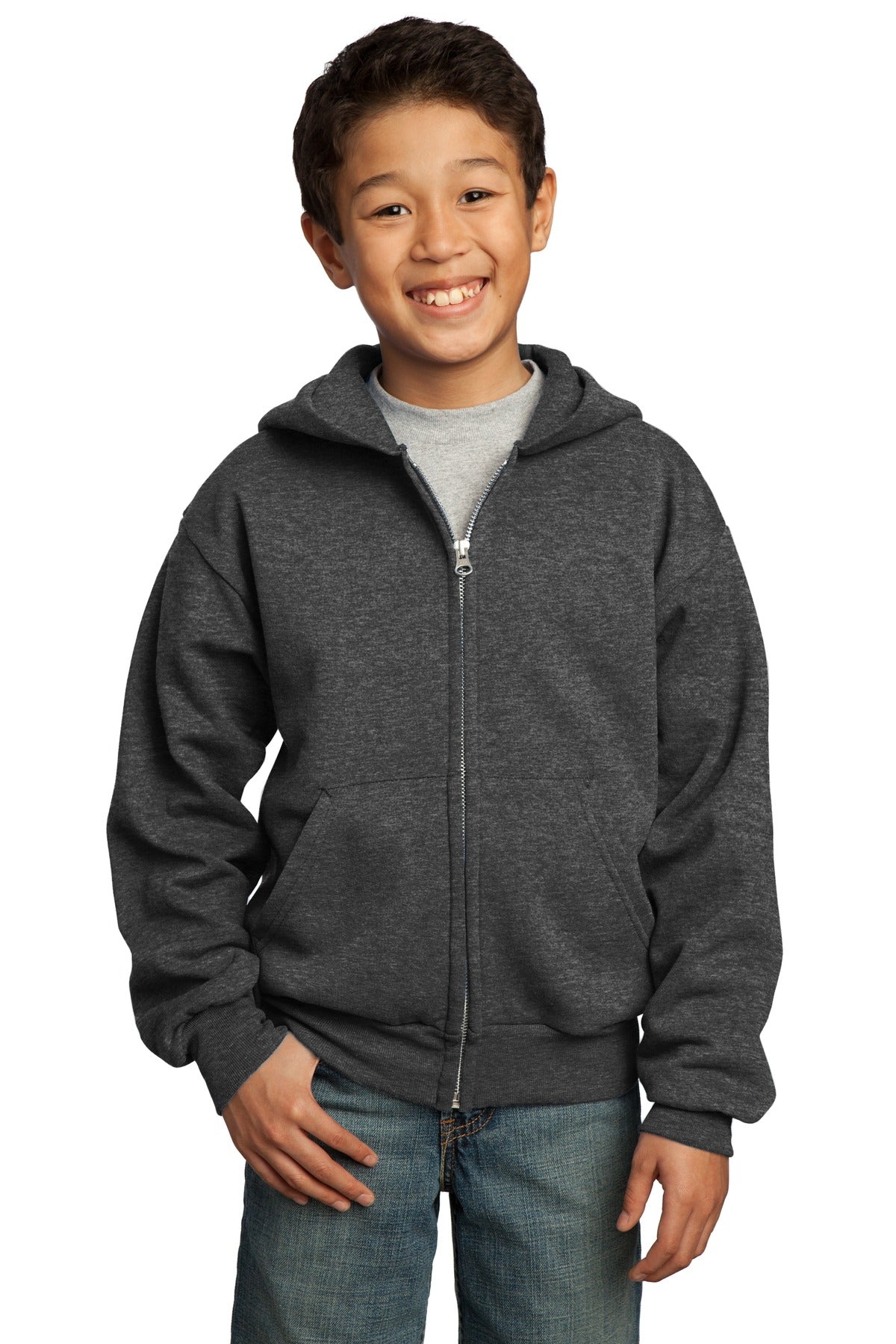 Port & Company ®  - Youth Core Fleece Full-Zip Hooded Sweatshirt.  PC90YZH, Basic Colors