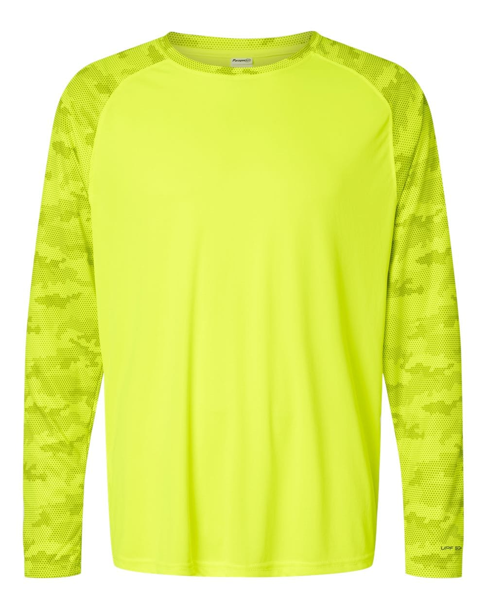 Paragon T-Shirts - Long Sleeve XS / Safety Green Paragon 216 Unisex Cayman Performance Camo Colorblocked Long Sleeve T-Shirt