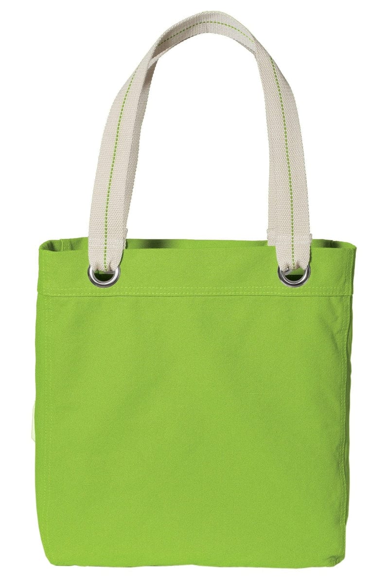 Port Authority Allie Tote. B118 in Shock Lime/ Chocolate