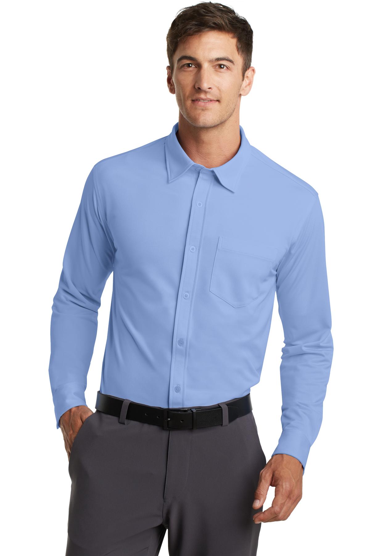 Port Authority Woven Shirts XS / Dress Shirt Blue Port Authority Dimension Knit Dress Shirt. K570