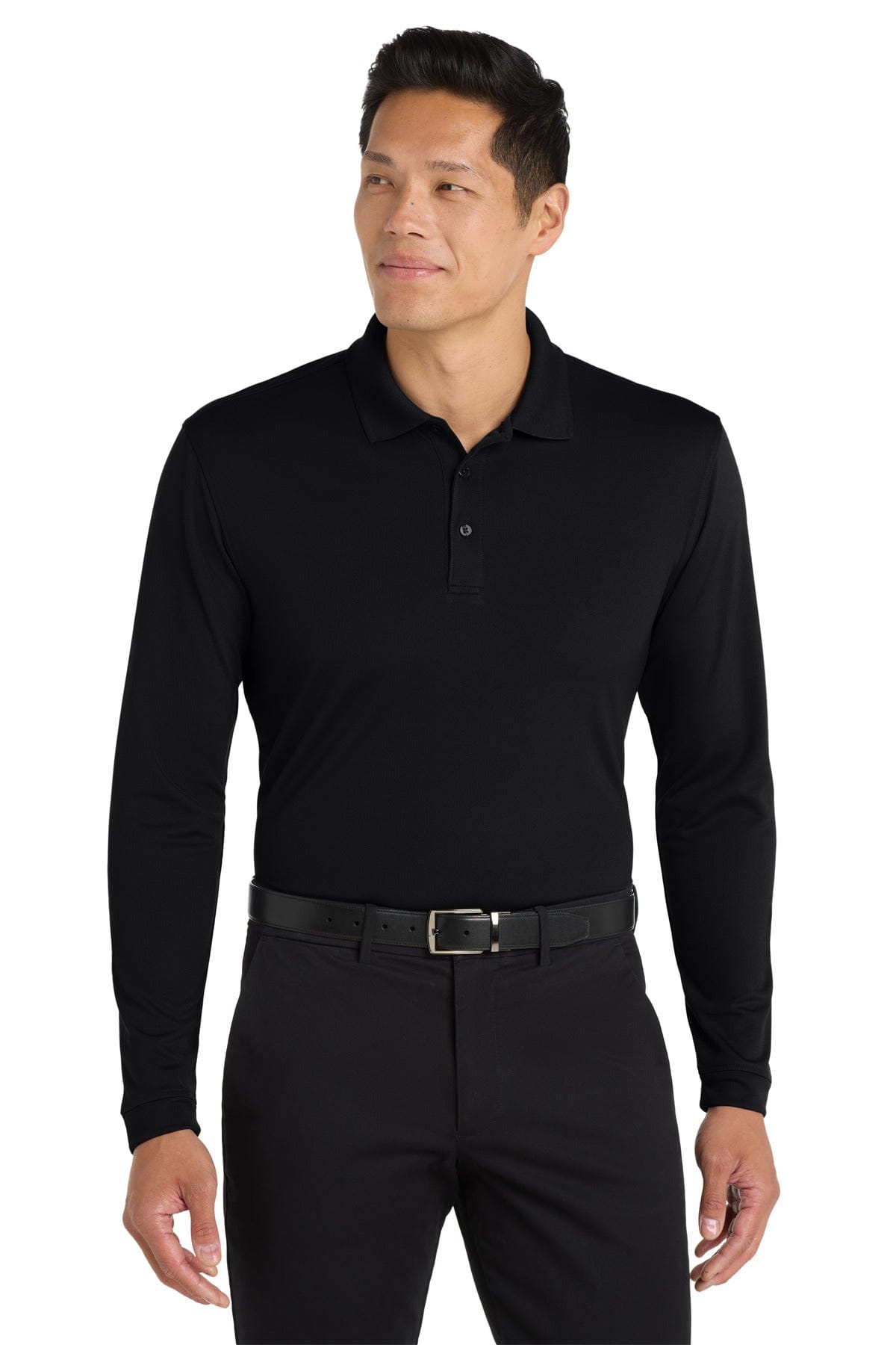 Port Authority Polos/Knits XS / Deep Black Port Authority Dry Zone UV Micro-Mesh Long Sleeve Polo K110LS