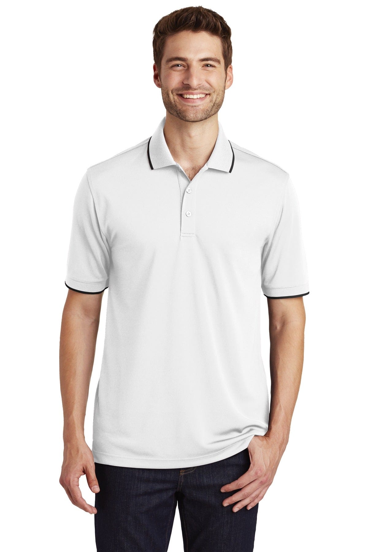 Port Authority Polos/Knits XS / White/ Deep Black Port Authority Dry Zone UV Micro-Mesh Tipped Polo. K111