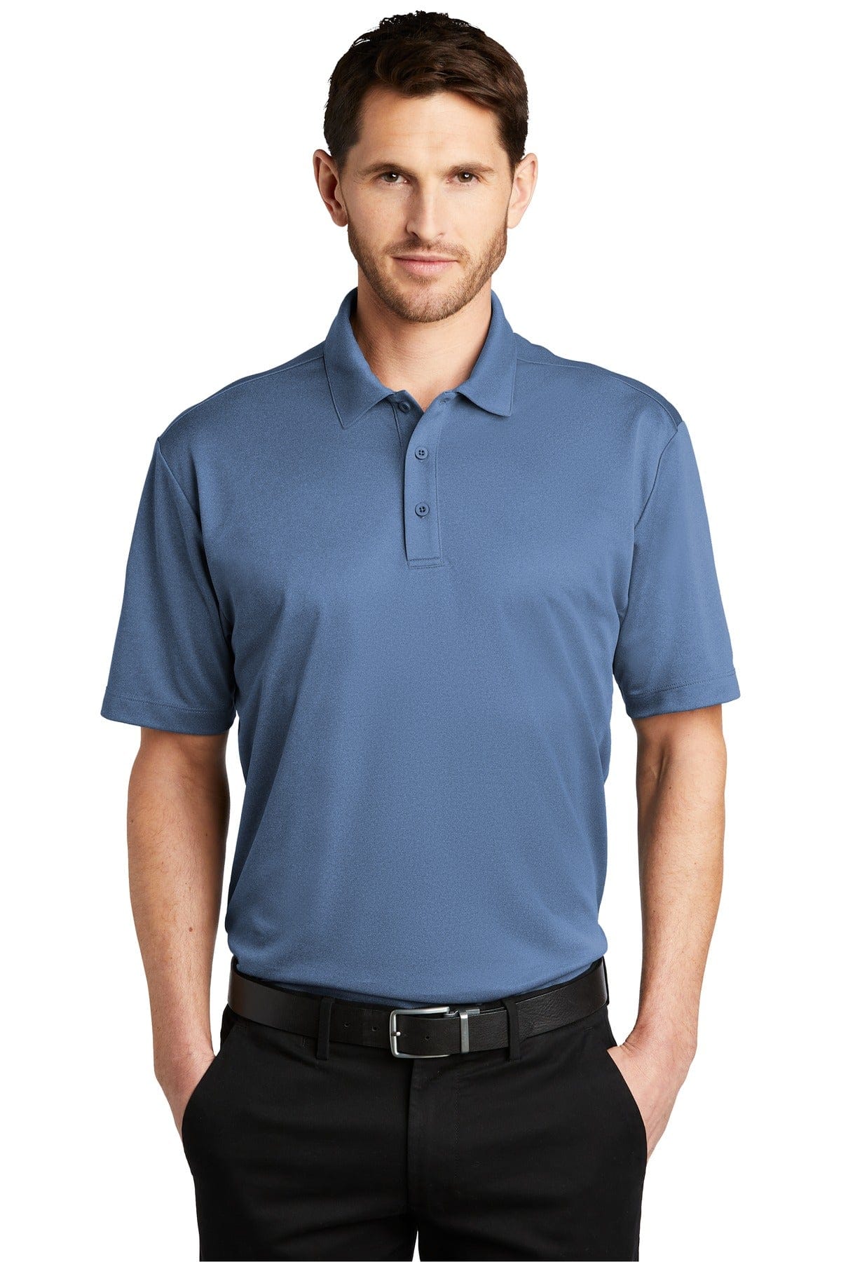 Port Authority Polos/Knits XS / Moonlight Blue Heather Port Authority Heathered Silk Touch Performance Polo. K542