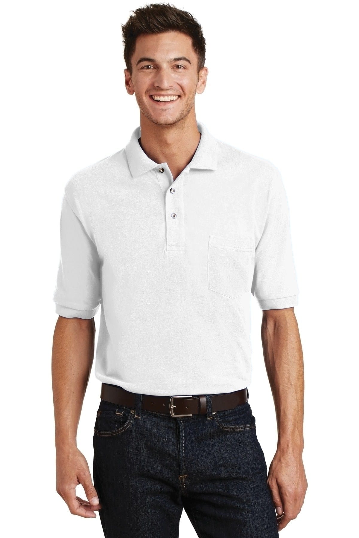 Port Authority Polos/Knits XS / White Port Authority Heavyweight Cotton Pique Polo with Pocket. K420P