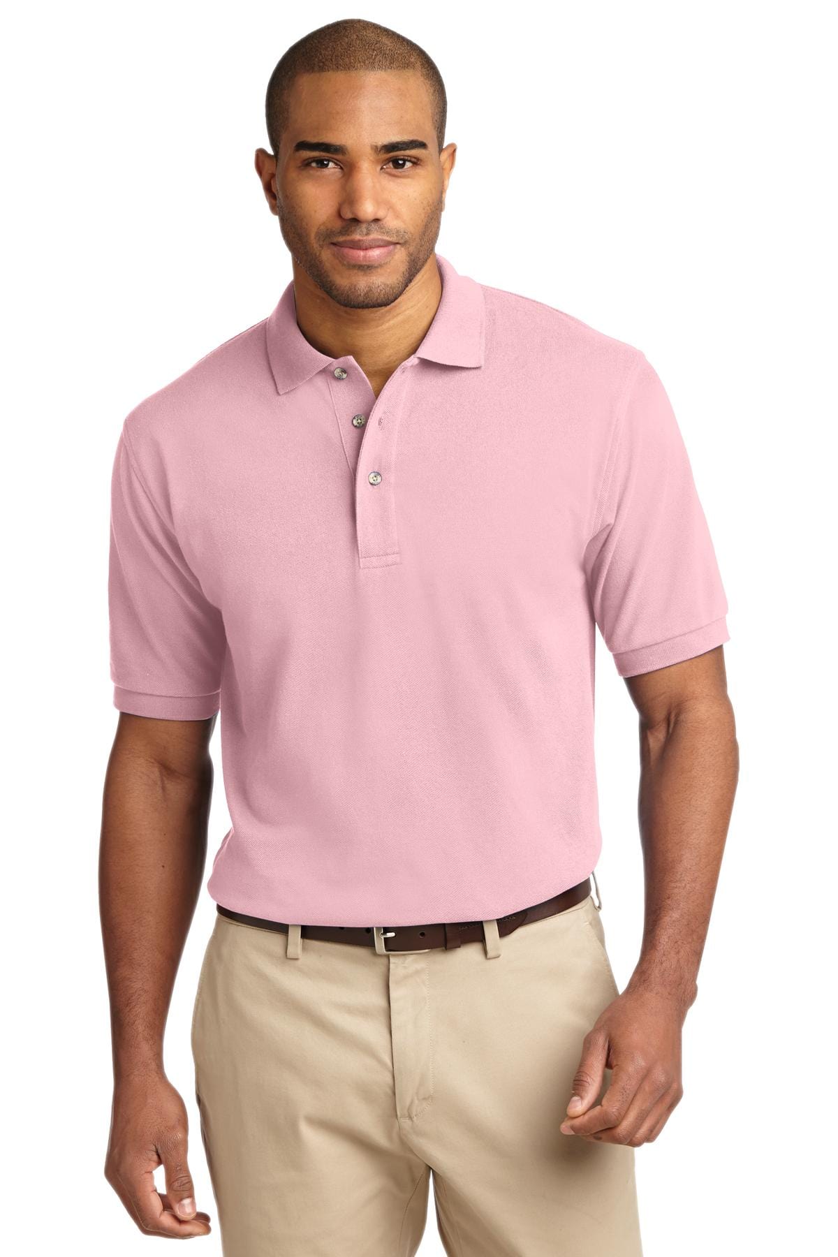 Port Authority Heavyweight Cotton Pique Polo. K420 in Light Pink