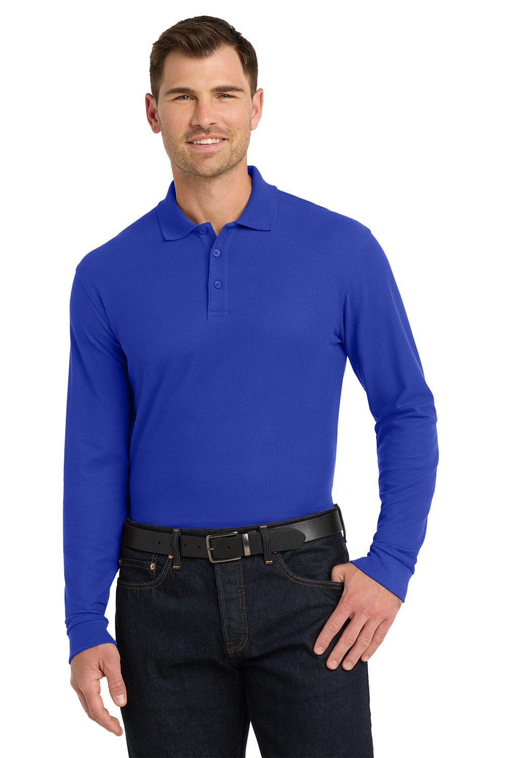 Port Authority K100LS Long Sleeve Core Classic Pique Polo in True Royal