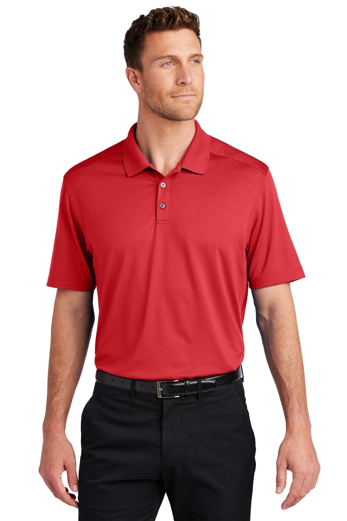 Port Authority K683 City Stretch Flat Knit Polo in Engine Red