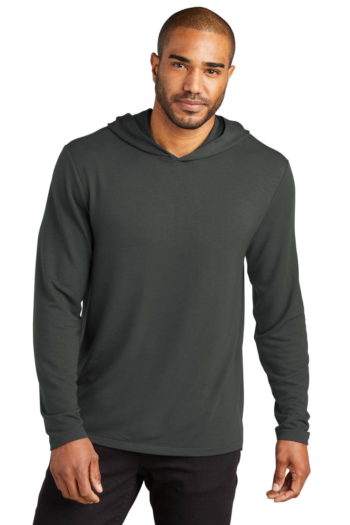 Port Authority K826 Microterry Pullover Hoodie in Charcoal