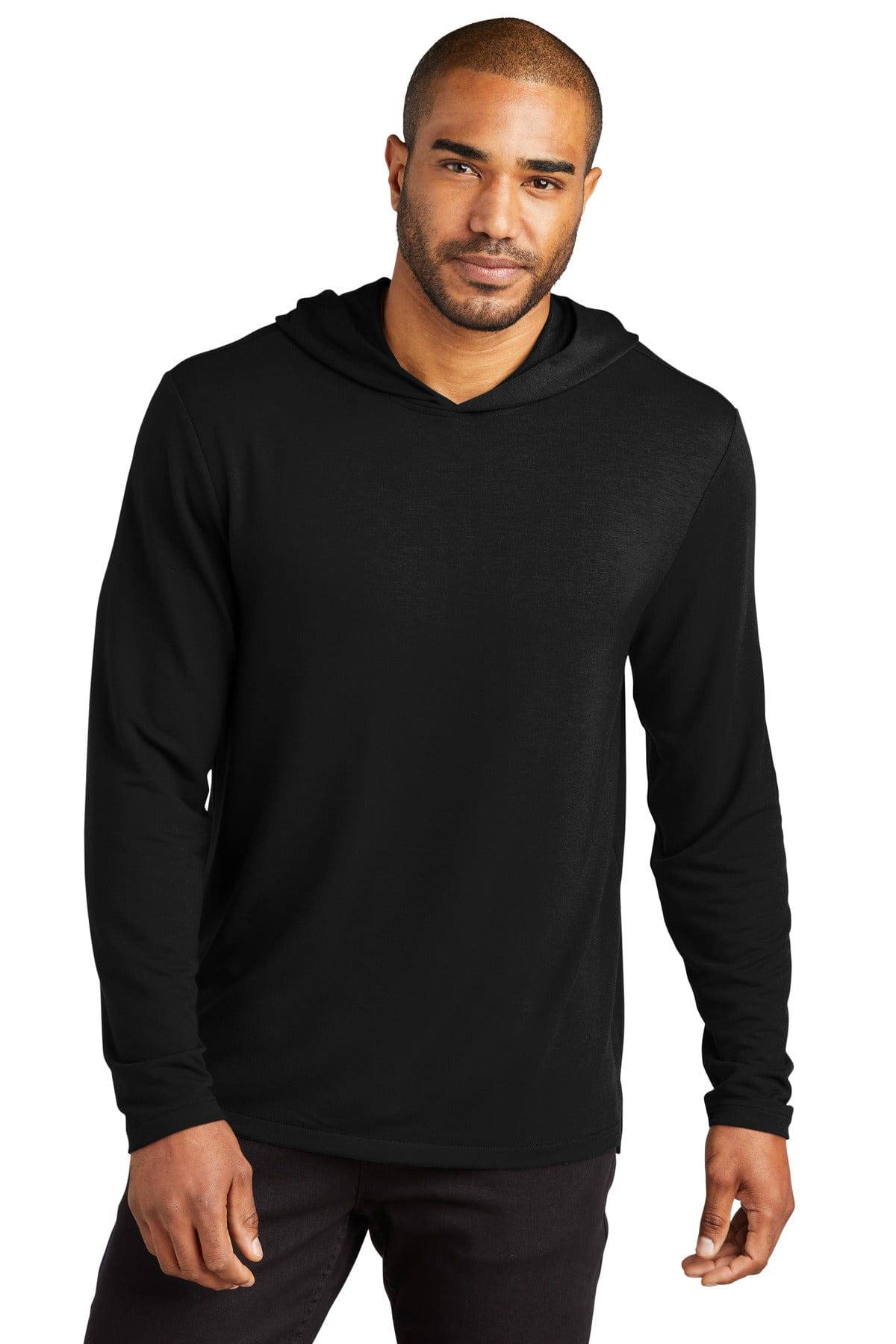 Port Authority K826 Microterry Pullover Hoodie in Deep Black