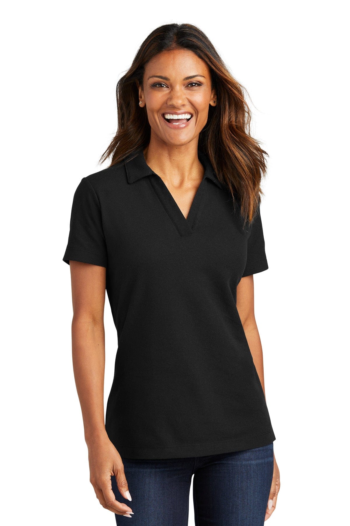 Port Authority LK867 Ladies C-FREE Cotton Blend Pique Polo in Black
