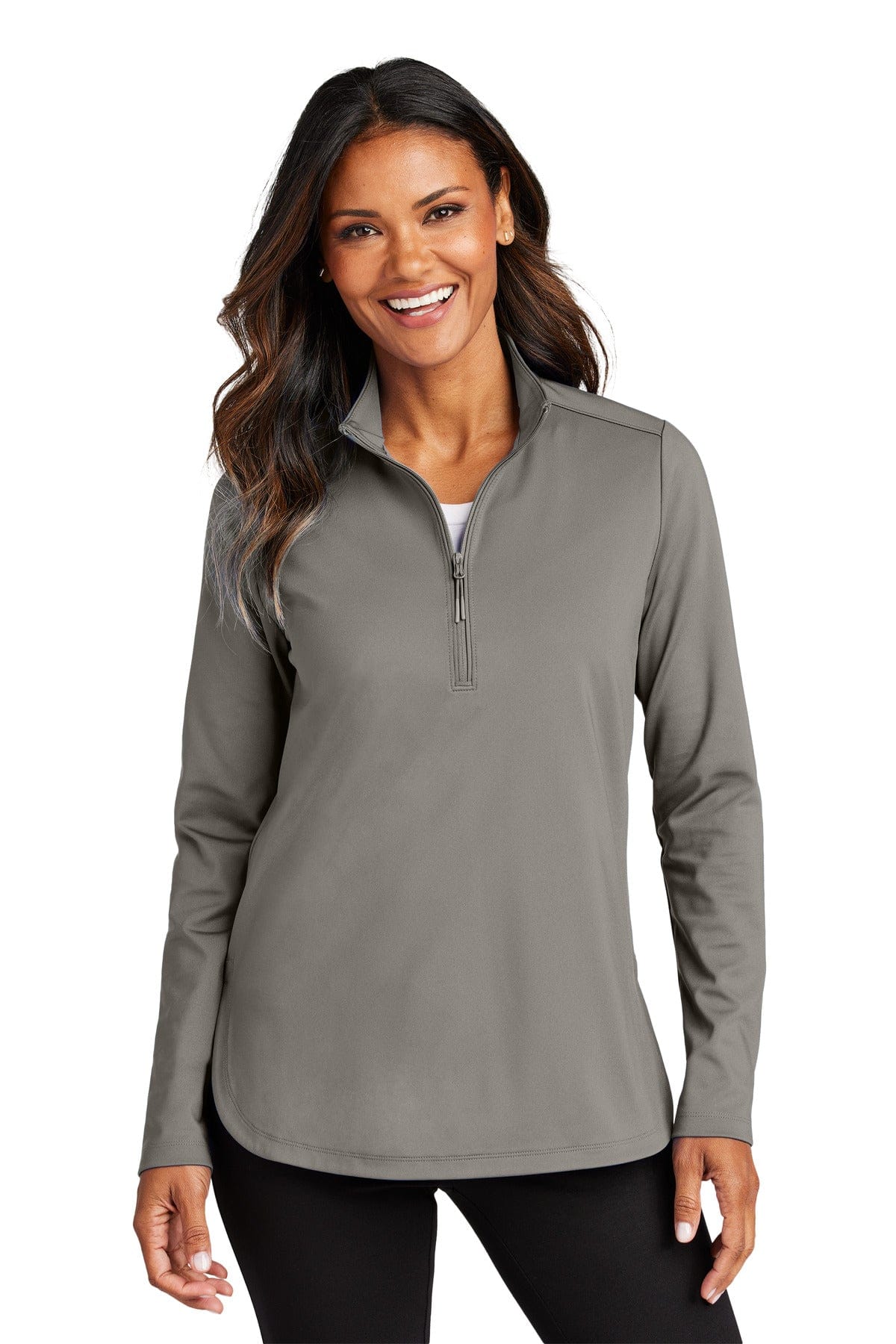Port Authority LK880 Ladies C-FREE Double Knit 1/4-Zip in Smoke Grey
