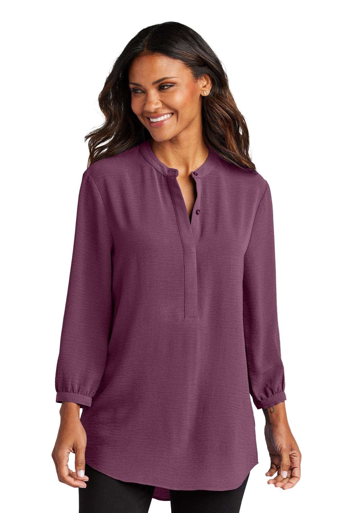 Port Authority LW713 Ladies 3/4-Sleeve Textured Crepe Tunic in 