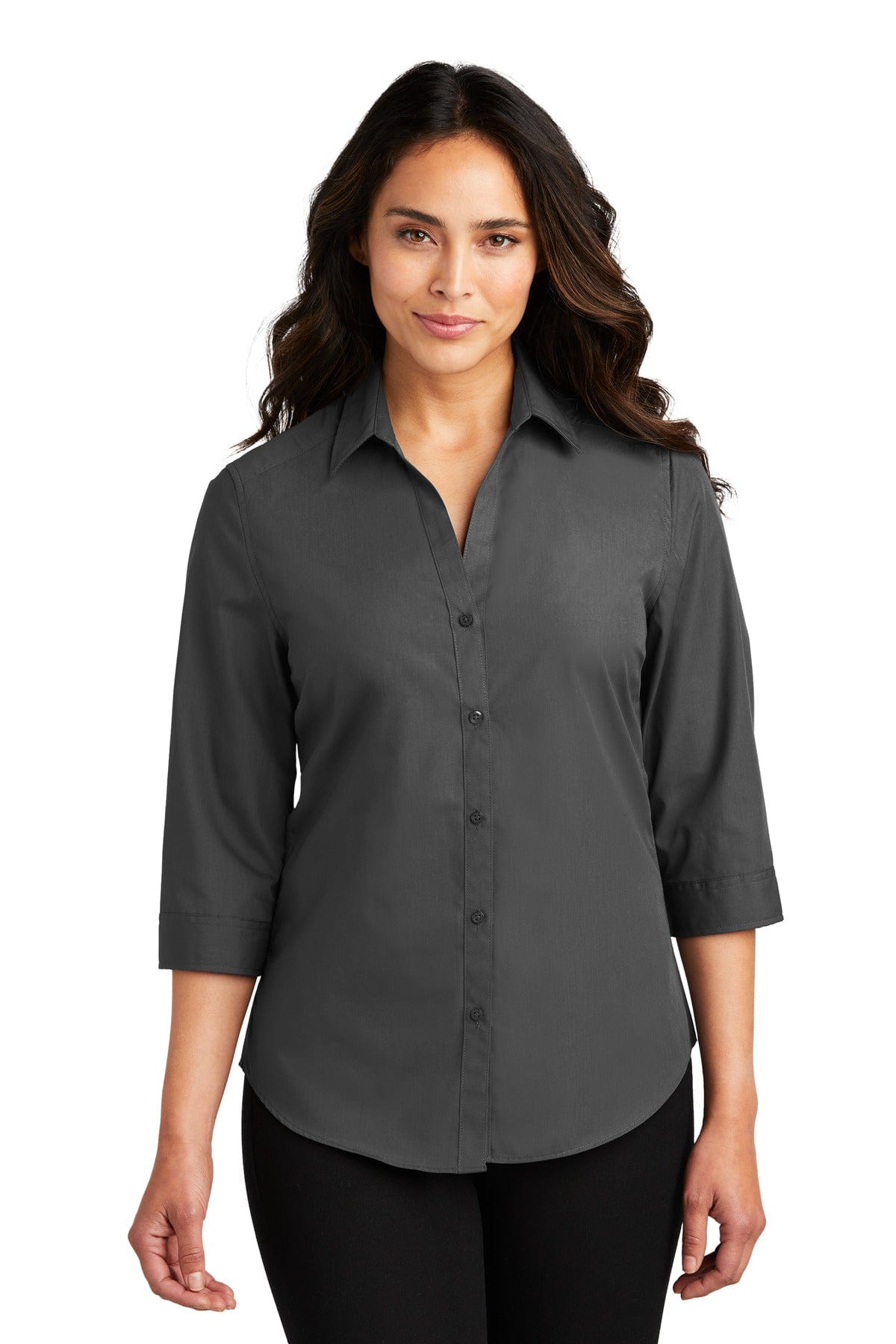 Port Authority Woven Shirts Port Authority Ladies 3/4-Sleeve Carefree Poplin Shirt. LW102