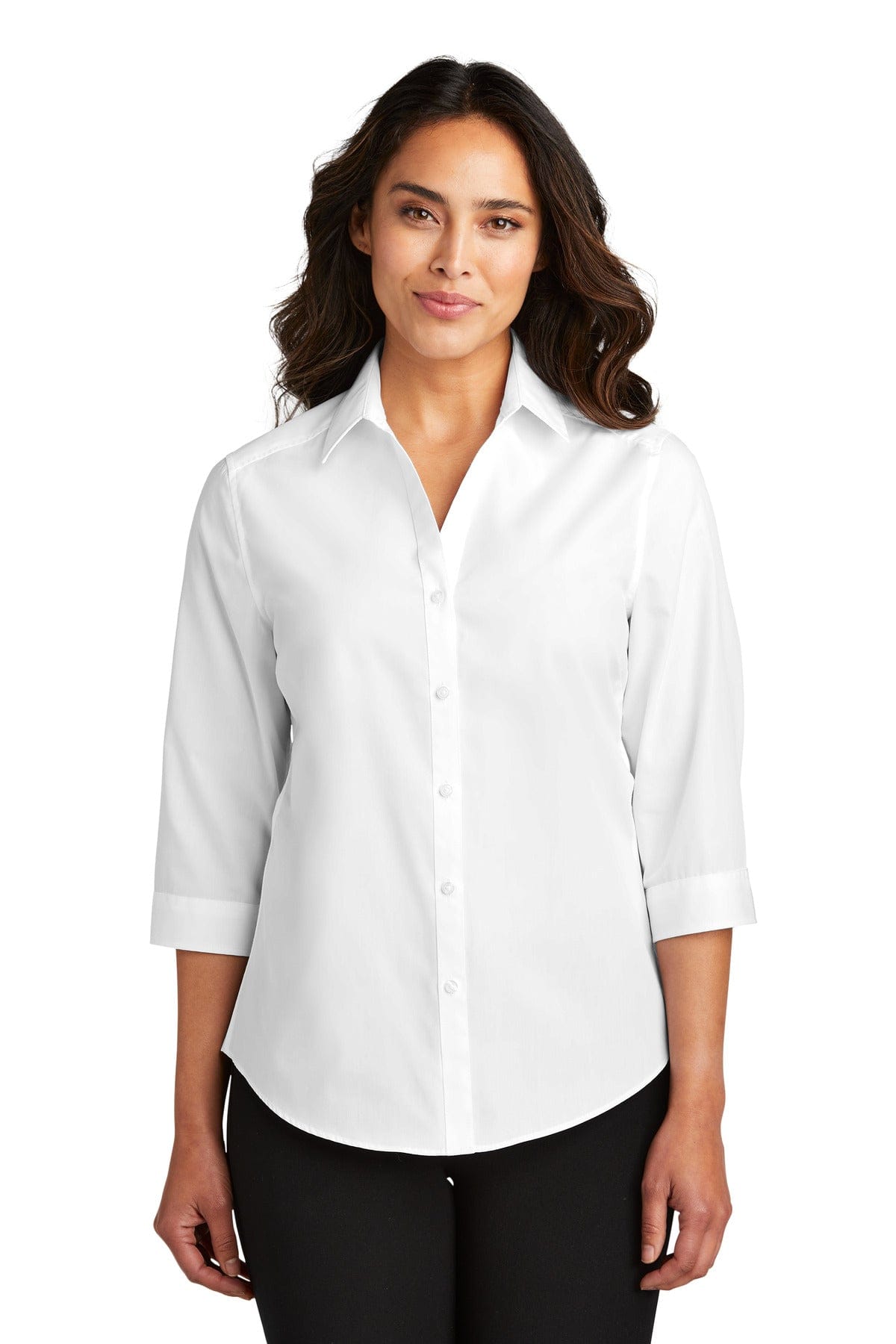 Port Authority Woven Shirts XS / White Port Authority Ladies 3/4-Sleeve Carefree Poplin Shirt. LW102