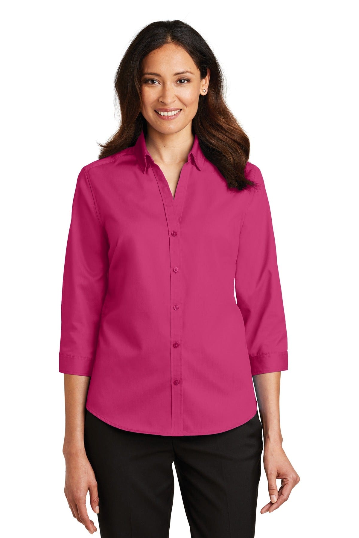 Port Authority Ladies 3/4-Sleeve SuperPro Twill Shirt. L665 in 