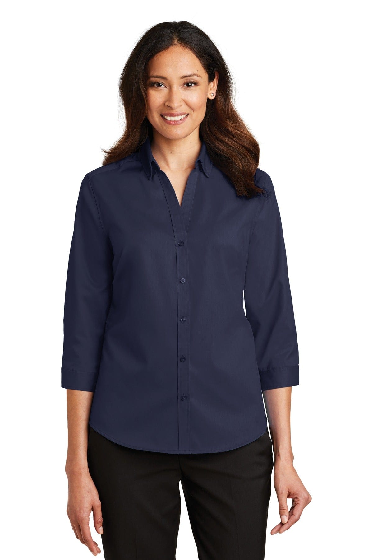 Port Authority Woven Shirts Port Authority Ladies 3/4-Sleeve SuperPro Twill Shirt. L665