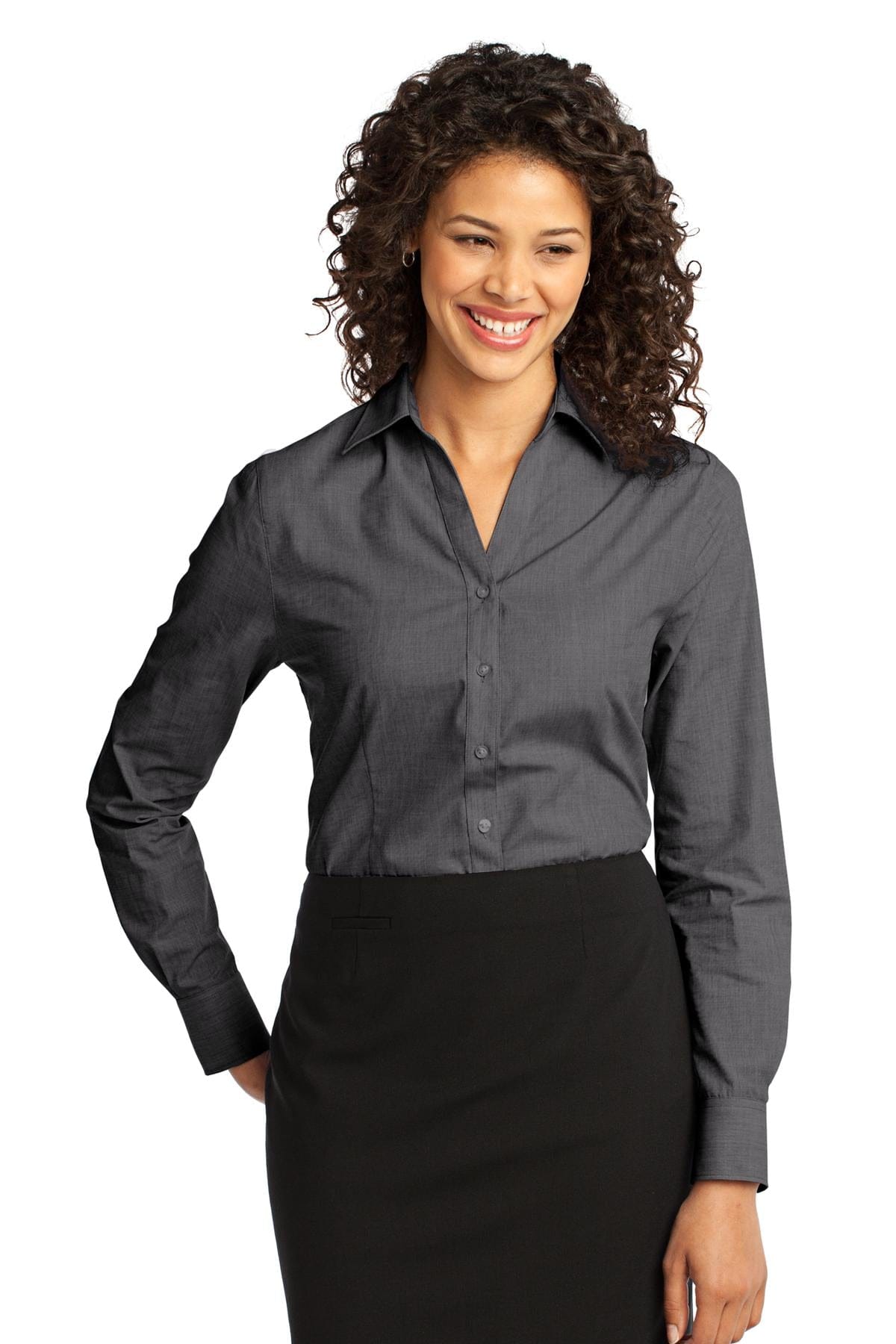 Port Authority Woven Shirts XS / Soft Black Port Authority Ladies Crosshatch Easy Care Shirt. L640