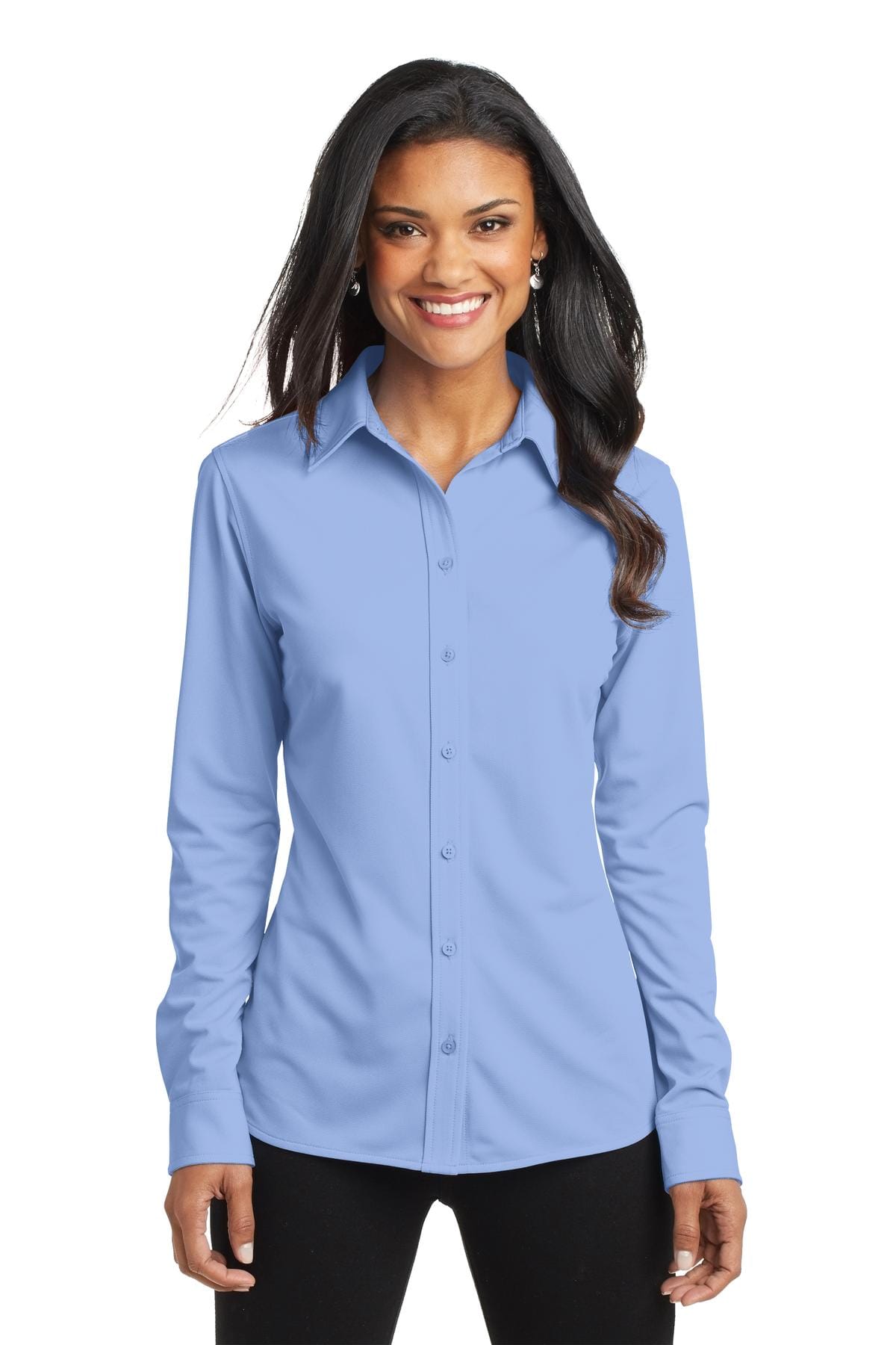 Port Authority Ladies Dimension Knit Dress Shirt. L570 in Dress Shirt Blue